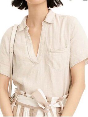 JCrew beige/natural linen shirt